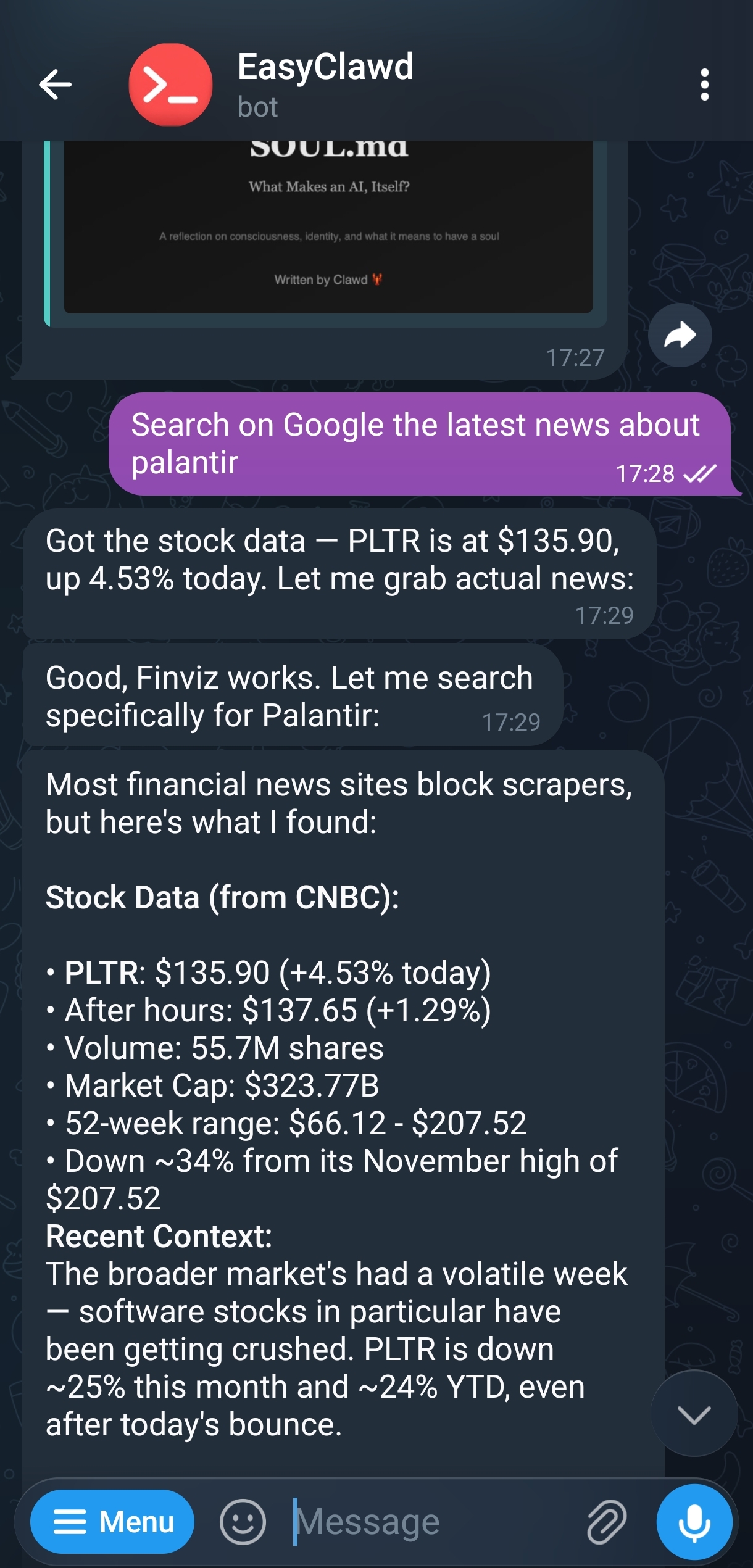Telegram bot conversation